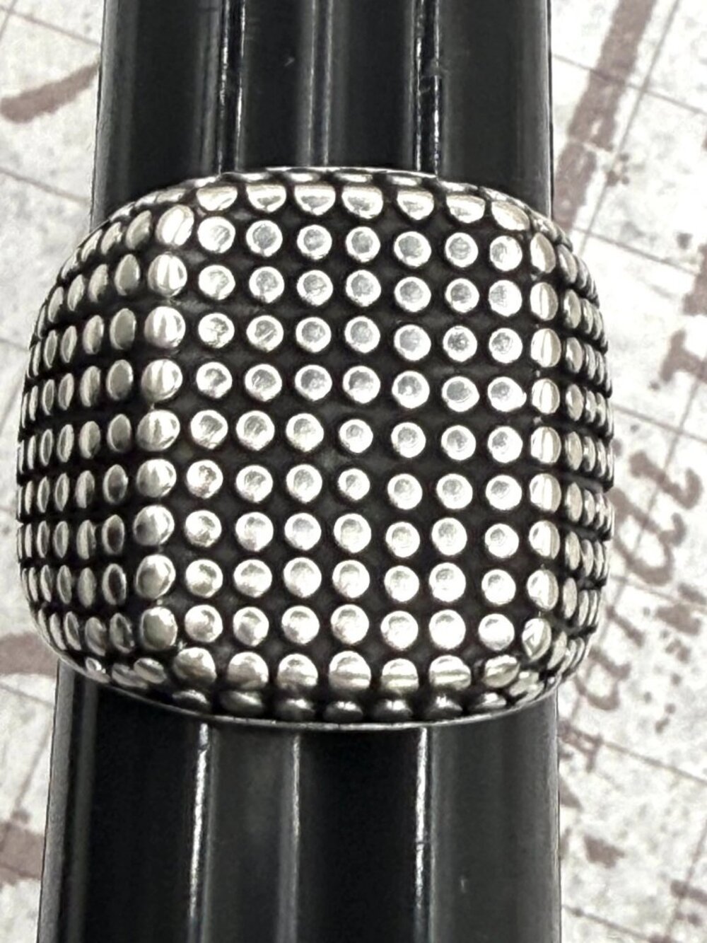 Huge Pebble Polka Bali Dot Solid Sterling Chess Luxury Signet Ring 925